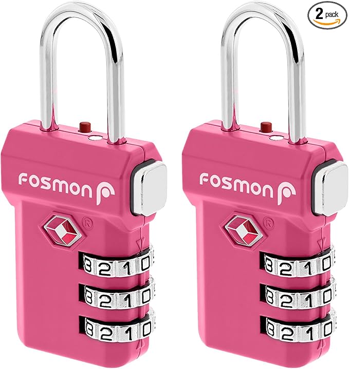 Fosmon TSA Approved Pink Locks for Luggage, Cute Suitcase Lock by Fosmon