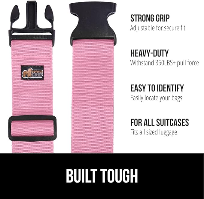 GORILLA GRIP Heavy Duty 4 Pack Adjustable Luggage Straps - Image 2