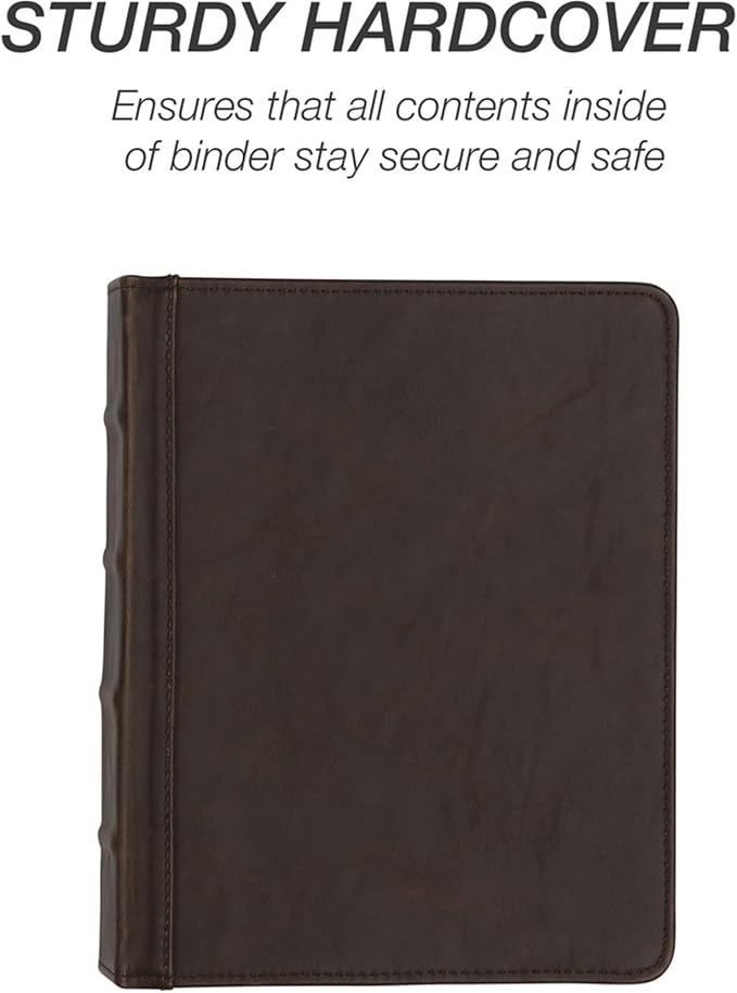 Samsill Vintage Leather Mini 3 Ring Zipper Binder, 1 Inch Round Ring Capacity - Image 5