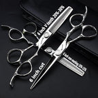6/7/8 Inch Professional Hairdressing Scissors Barber Rose Pattern Hair Stylist Shears Styling Tool Japanese Stainless Steel Clippers (6-in four piece set)