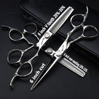 6/7/8 Inch Professional Hairdressing Scissors Barber Rose Pattern Hair Stylist Shears Styling Tool Japanese Stainless Steel Clippers (6-in four piece set) (6-inch -4pc)