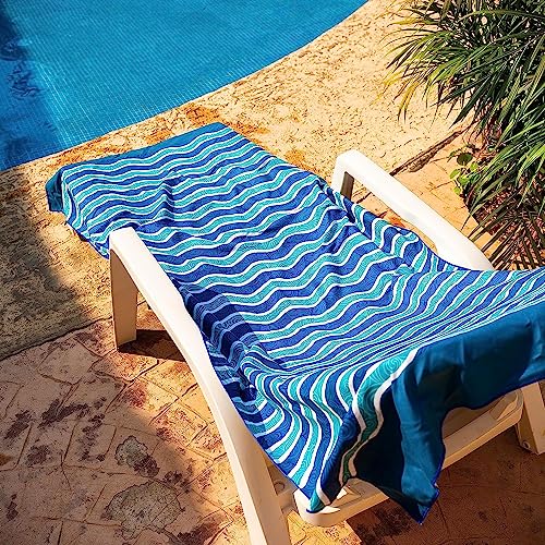 Quick Dry Microfiber Beach Towel (Blue Sea / Large 63x31")