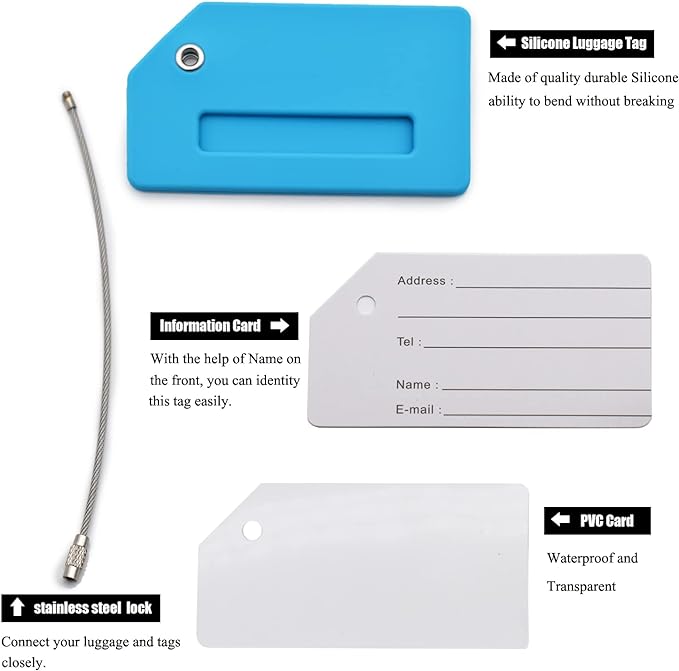 7 Pack Silicone Luggage Tag Baggage Handbag Travel Bag Tags - Image 4