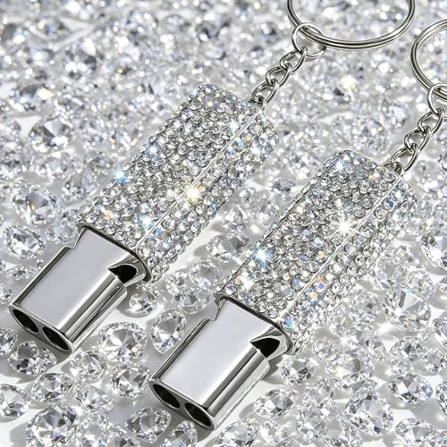 Emergency Whistles Lifeguard Safety Whistle with Lanyard and Keychain for Outdoor Camping Hiking Boating Backpacking Fishing Kayak Kids Rescue Signaling Loud Survival Whistle (Silver)