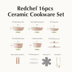 Redchef 16pcs Ceramic Pots and Pans Set Non Stick, Nonstick Kitchen Cookware Set - Image 9