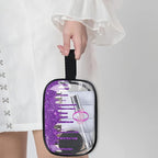 Personalized Transparent Makeup Bag with Name, Travel Clear Cosmetic Bag for Women, Friends, Mother's Day, Bridesmaid, Bride, Wedding, Graduation, Deep Purple Sequins Fluid Shape