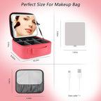 Travel Makeup Bag with LED Mirror Travel Makeup Organizer with 3 Lighted - Image 7