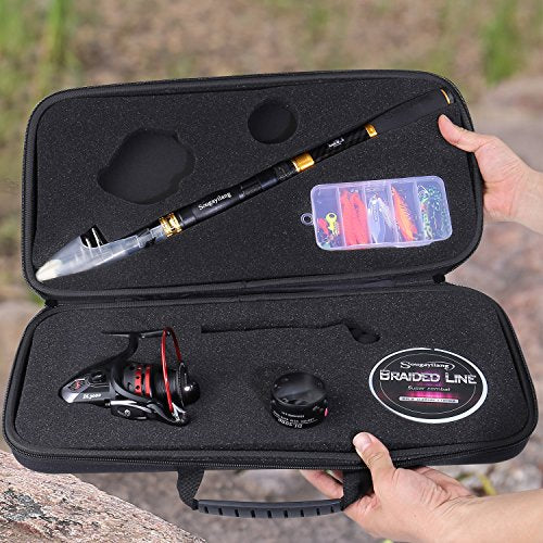Fishing Rod Combos with Telescopic Fishing Pole Spinning Reels Fishing Carrier Bag for Travel Saltwater Freshwater Fishing (7.87 ft / B-full Kits With Carrier Case-style 2)