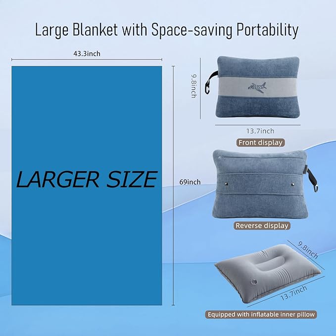 Melissa Large Travel Blanket and Inflatable Pillow Set - Image 7