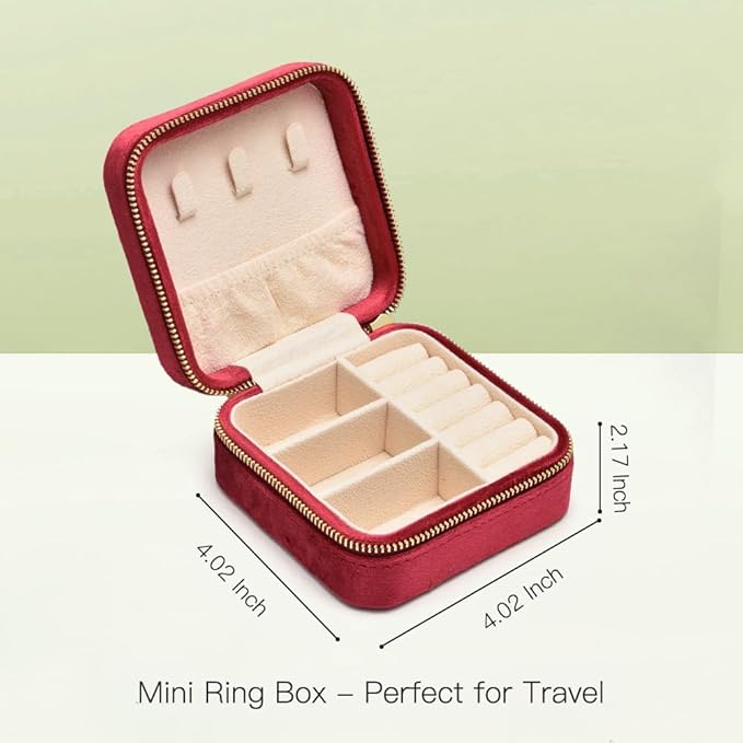 Travel Jewelry Case, Small Plush Velvet Jewelry Box - Image 3