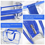 3Pcs Crystal Clear PVC Travel Toiletry Bag Kit for Women Men (1 Large, 1 Medium, 1 Small-Blue / 3 Piece Set)