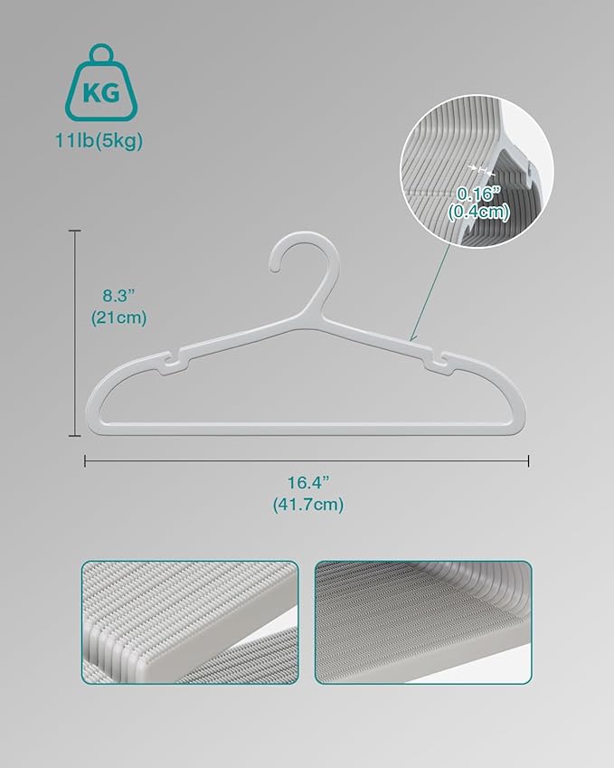 80 Pack Clothes Hangers, Non Slip Plastic Coat Hangers, Space Saving, Heavy Duty - Image 7