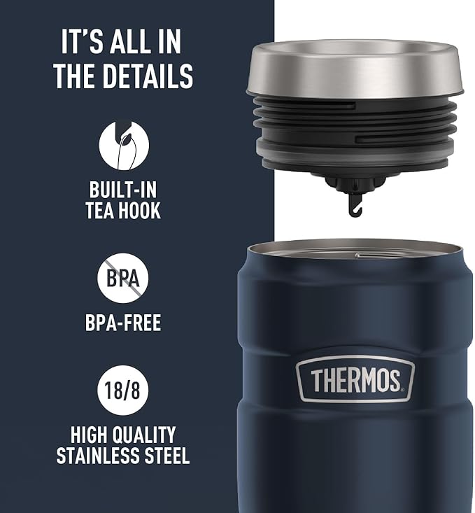 THERMOS Stainless King Vacuum-Insulated Travel Tumbler, 16 Ounce, Midnight Blue - Image 4