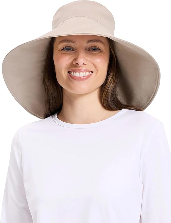 Solbari Women’s Ultra-Wide Cotton Linen Sun Hat UPF 50+, Adjustable by Solbari