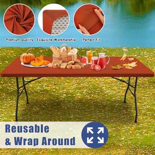 2 Pack Rectangle Spandex Fitted Table Cloth (Rust / 48" x 30" (Rectangular))