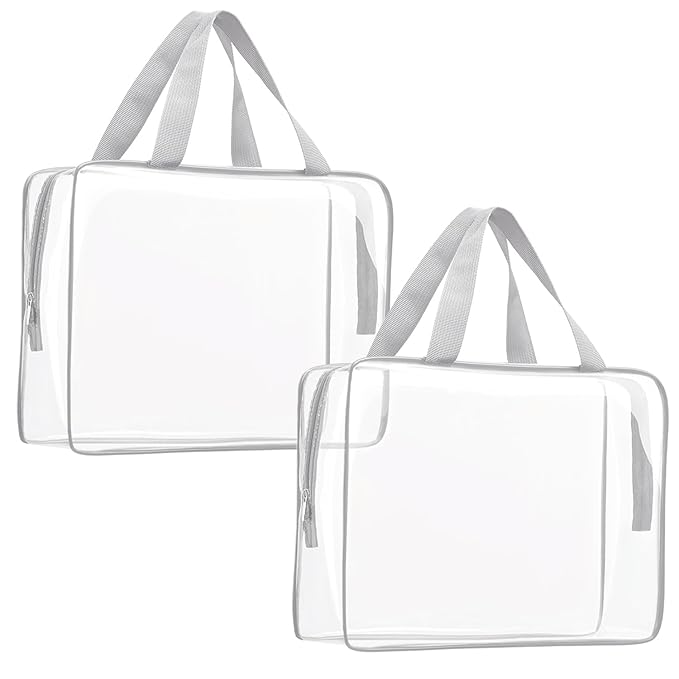2Pcs Crystal Clear PVC Travel Toiletry Bag Kit by ROYBENS