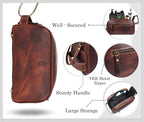 10" Premium Leather Toiletry Travel Pouch - Image 2