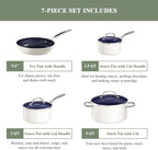 Nuwave 7pc Cookware Set Healthy Duralon Blue Ceramic Nonstick Coated, Diamond - Image 2