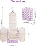 Narwey Small Checkered Hanging Travel Toiletry Bag - Image 6