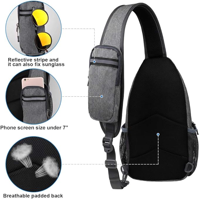 WATERFLY Crossbody Sling Backpack Sling Bag Travel Hiking Chest Bag Daypack - Image 5