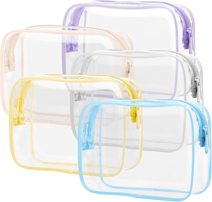PACKISM Clear Toiletry Bag, 5 Pack TSA Approved Toiletry Bag Quart Size Bag by Packism