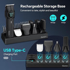 5-in-1 Electric Beard Trimmer Body Hair Trimmer Kit, Professional Cordless Hair Clippers for Men Rechargeable, IPX7 Waterproof Mens Grooming Kit for Face, Mustache, Body, Nose, Gifts for Men (Black)