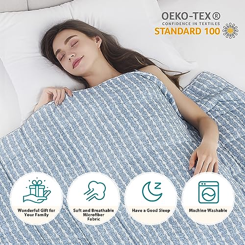 Weighted Blanket (18-blue and White Stripe Pattern / 48" x 72" | 15lbs)
