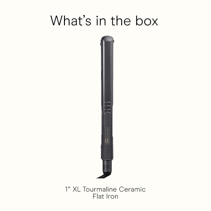 INFINITIPRO BY CONAIR Tourmaline Ceramic 1-Inch Flat Iron Hair Straightener, 1-Inch Flat Iron to Straighten or Curl, 5 Heat Settings, for All Hair Types and Textures, Metallic Gray