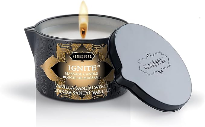 Kama Sutra Ignite Massage Candle Vanilla Sandalwood, 6 Ounce