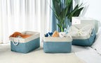 Storage Baskets for Organizing (White And Green / 3PCS/X Large -17.7Lx13.8Wx9.8H)