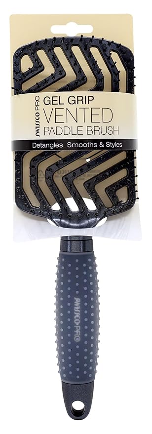 Swissco Pro Gel Grip Vented Hair Brush Gloss (Black Gloss)