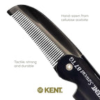 Kent 87T Black Graphite Handmade Folding Pocket Comb for Men, Fine Tooth Hair Comb Straightener for Everyday Grooming Styling Hair, Beard or Mustache, Saw Cut Hand Polished, Made in England (3 Pack)