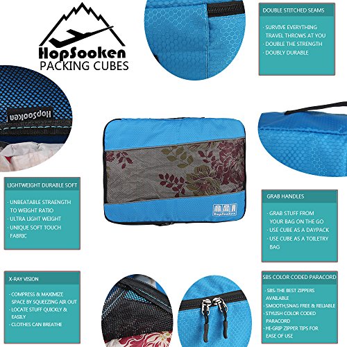 5 Set Packing Cubes for Travel Large Suitcase Luggage Organizer Bags Travel Accessories Vacation 4 Cubes 1 Laundry Pouch Bag (Blue)