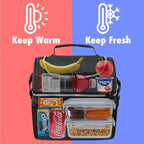 OPUX Lunch Box For Men Women, Insulated Large Double Decker Lunch Bag, Charcoal - Image 2