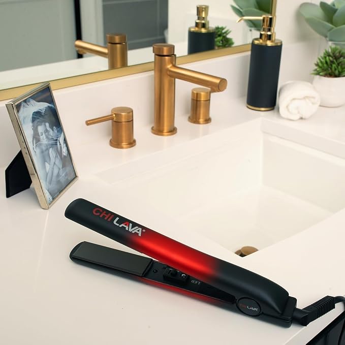 CHI Lava Ceramic 1″ Flat Iron Hair Straightener, Volcanic Lava Ceramic Plates for Smooth, Even Styling, 11 ft Swivel Cord, Heat-Stable Hair Flat Iron for All Types