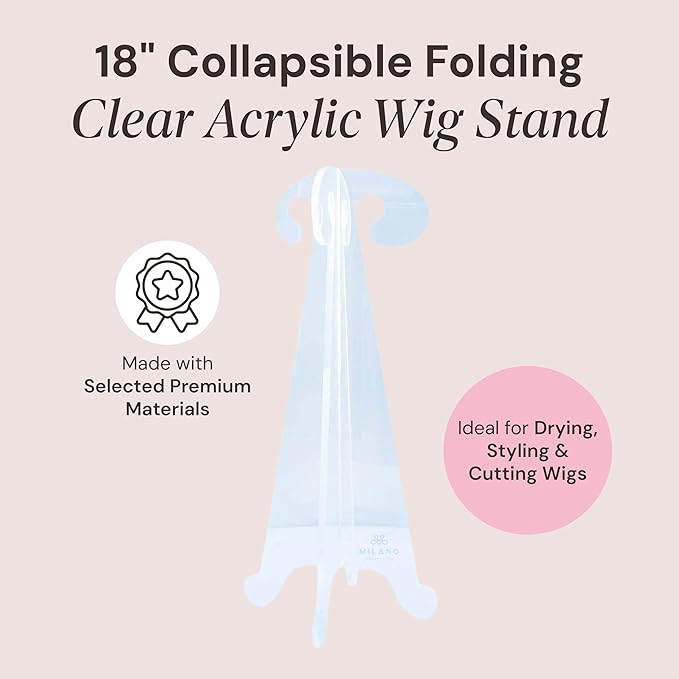 Milano Collection Travel Wig Styling Kit, Portable Travel Wig Stand with Compact Round Travel Case to Protect Wigs, Scalp Illusion Duo, Hot Air Brush & Gentle Brush for Wig Styling On-the-Go