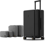 LEVEL8 Elegance Checked Luggage, 24 Inch Hardside Suitcase, Lightweight Matte by LEVEL8