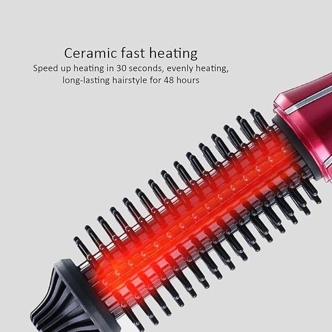 Hair Curler Brush, Folding Curling Heated Round Mini Portable Travel Anti Static Dual Ionic Ceramic Thermal Styler Hair Styling Tool Hot Air Styling Brush for Volume and Soft Curls