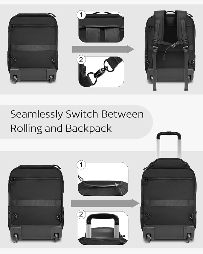 Rolling Tactical Laptop Backpack, Underseat Travel Backpack - Image 8