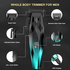 2-in-1 Professional Hair Clippers Set,Cordless Hair Clippers and T-Blade Trimmer Kit for Men,LCD Display,USB Rechargeable,Adjustable Guards,Waterproof,Beard & Body Grooming Kit (Green)