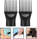 2 Pcs Black Hair Dryer Comb, Hair Styling Nozzle Tool for Straightening Detangling Fine Curly Natural Appliances, Plastic Nozzle Hairdryer Blow Comb Attachment