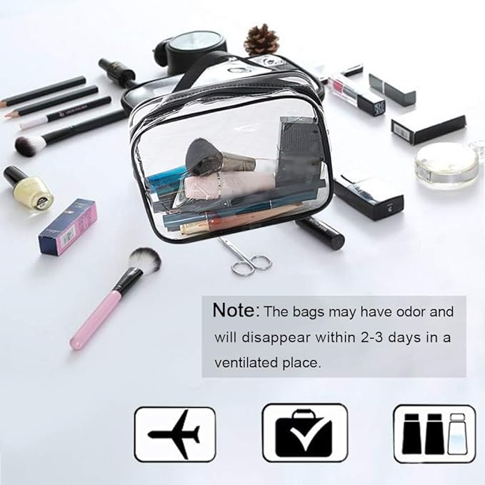 APREUTY Clear Makeup Bags, TSA Approved 6 Pcs Cosmetic Makeup Bags Set Clear PVC - Image 4