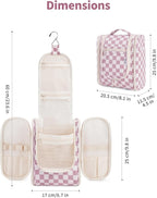 Narwey Small Checkered Hanging Travel Toiletry Bag - Image 6