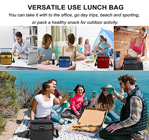 6 Can 5L Lunch Bag for Women Men Portable Lunch Box Small Cooler Bag Soft Collapsible Reusable Insulated Lunch Tote for Everyday Work Travel (Green)