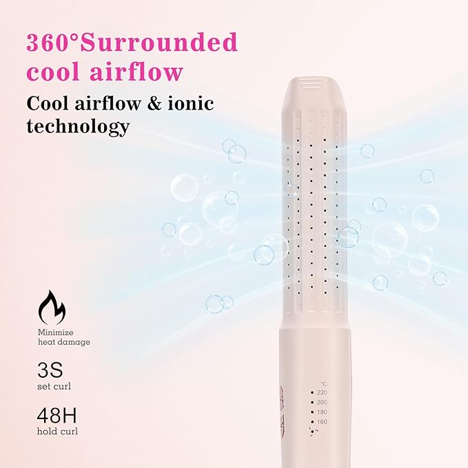Hair Straightener and Curler, Dual Voltage Curling Iron, Airflow Multi Styler for Straight/Curly/Waves, Negative Ion Hair Care, No Heat Damage Hair Curler