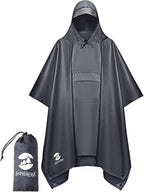 SaphiRose Extra Thick Hooded Rain Poncho Double Layer Waterproof Raincoat Jacket by SaphiRose