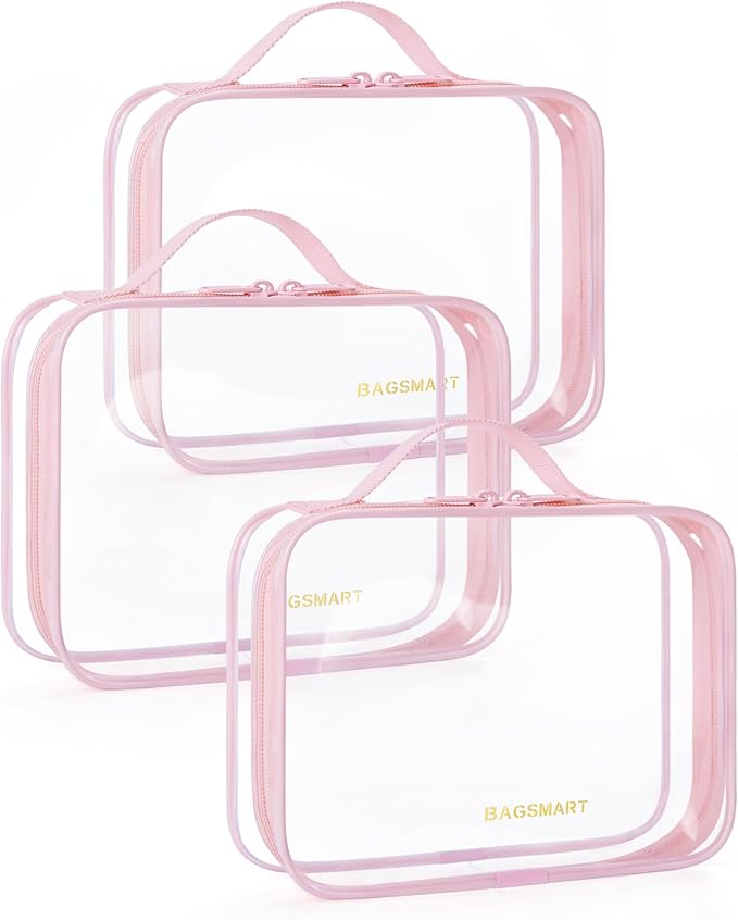 BAGSMART TSA Approved Clear Toiletry Bag, 3 Packs Quart Size Water Resistant by BAGSMART