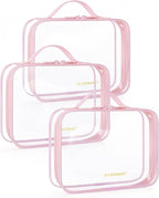 BAGSMART TSA Approved Clear Toiletry Bag, 3 Packs Quart Size Water Resistant by BAGSMART