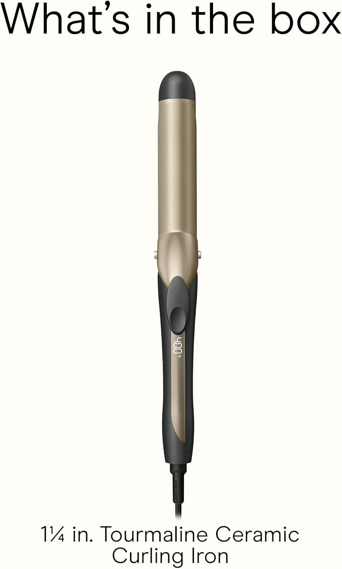 INFINITIPRO BY CONAIR Tourmaline Ceramic 1¼-Inch Curling Iron, 1¼-Inch Barrel Produces Loose Curls, Hair Curler for Use on Medium and Long Hair, Dark Grey