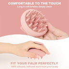 AIMIKE Scalp Massager Shampoo Brush, Soft Silicone Hair Scrubber for Washing Hair, Dandruff Removal & Scalp Scrubber Hair Growth Stimulator, Scalp Brush/Exfoliator Brush On Dry & Wet Scalp - Pink